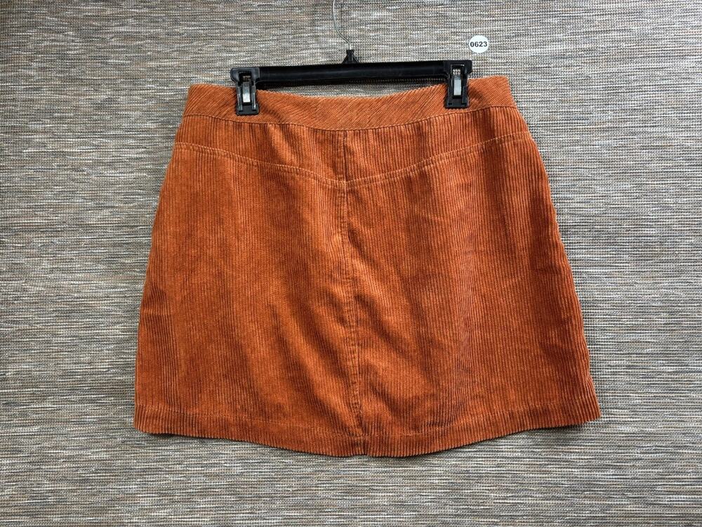 Indigo Rising A-Line Skirt Women's Size XL Corduroy Brownish Gold Zip Front